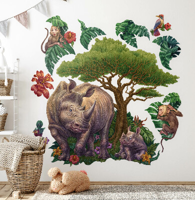 Wall sticker 80x86 Wild animals and safari vegetation in drawings
