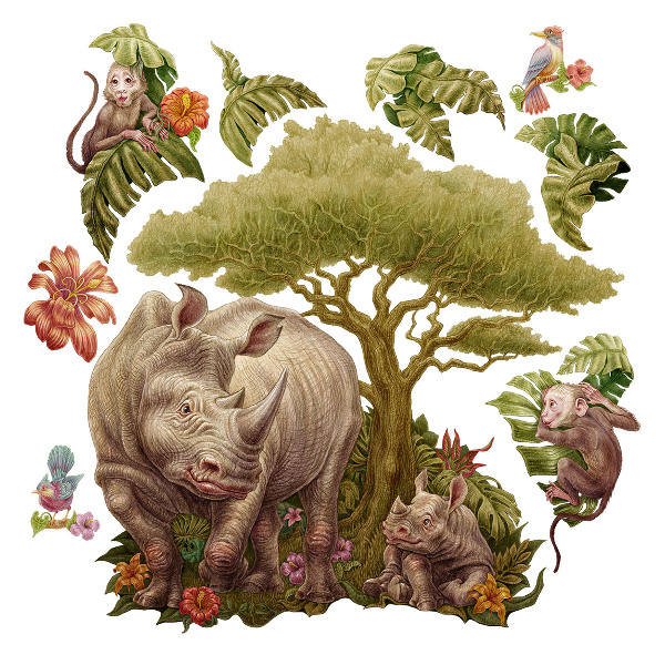Wall sticker 80x86 Wild safari in a pastel version