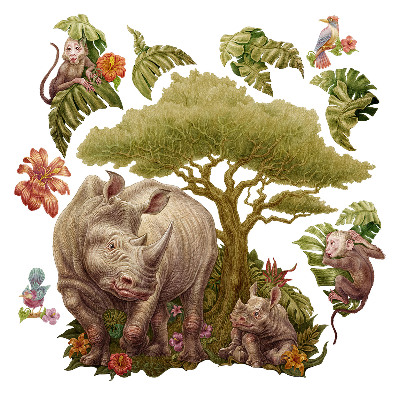 Wall sticker 80x86 Wild safari in a pastel version