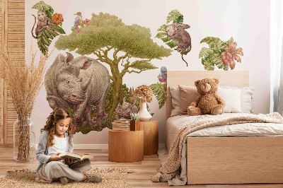 Wall sticker 80x86 Wild safari in a pastel version