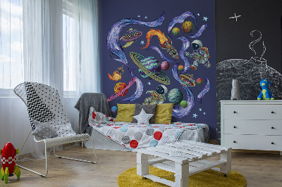 Wall sticker 80x120 Astronaut space rockets in cartoon style