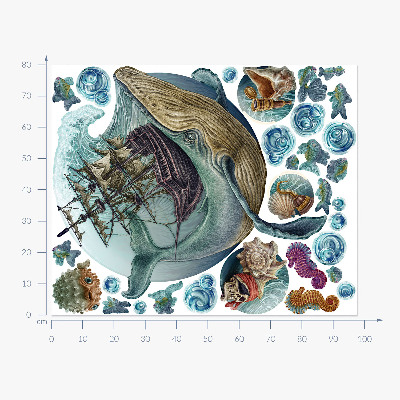 Wall sticker 80x98 An underwater fairy tale with sea animals