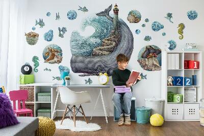 Wall sticker 80x94 An underwater fairy tale with a lantern and animals