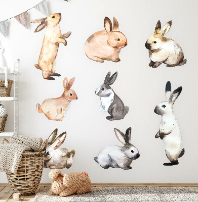 Wall sticker 80x145 Pastel bunnies in watercolor technique