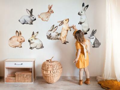 Wall sticker 80x145 Pastel bunnies in watercolor technique