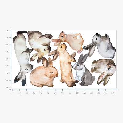Wall sticker 80x145 Pastel bunnies in watercolor technique
