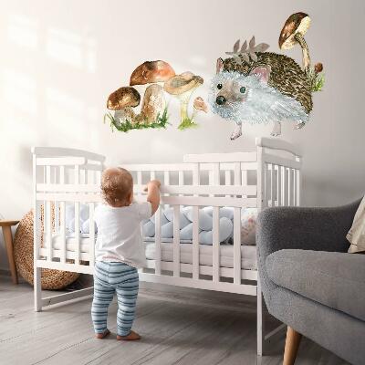Wall sticker 80x124 Forest composition of plants and animals in watercolor