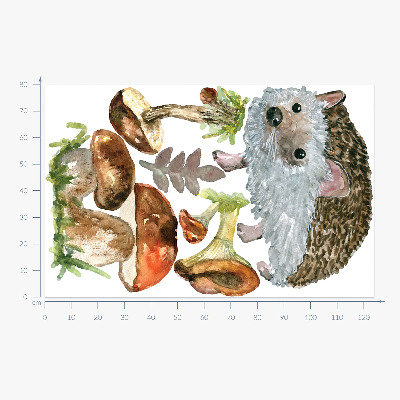 Wall sticker 80x124 Forest composition of plants and animals in watercolor
