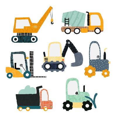 Wall sticker 80x121 Workers' vehicles in construction colors