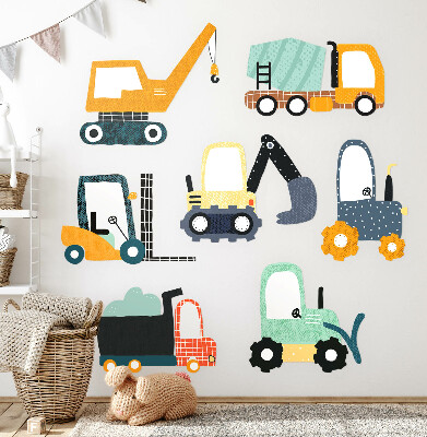 Wall sticker 80x121 Workers' vehicles in construction colors
