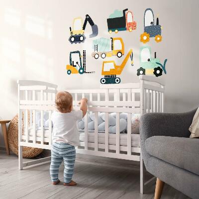 Wall sticker 80x121 Workers' vehicles in construction colors