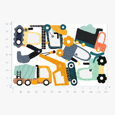 Wall sticker 80x121 Workers' vehicles in construction colors