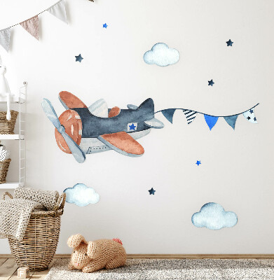 Wall sticker 80x127 Pastel plane in the watercolor sky