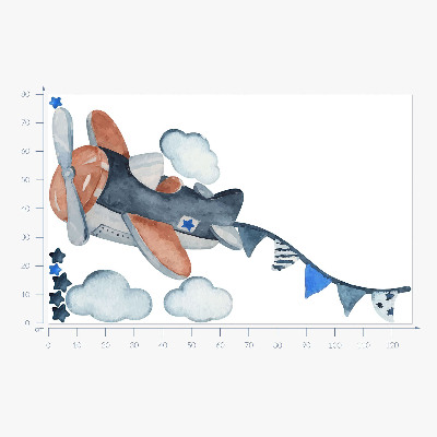 Wall sticker 80x127 Pastel plane in the watercolor sky