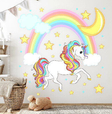 Wall sticker 80x143 Colorful unicorn in the rainbow sky