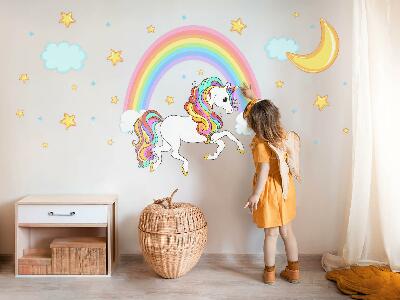 Wall sticker 80x143 Colorful unicorn in the rainbow sky