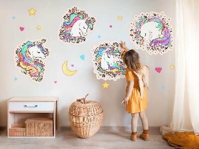 Wall sticker 80x111 Colorful charming unicorns with stars and moon