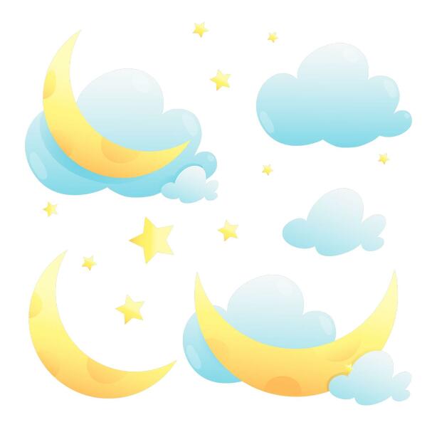 Wall sticker 80x128 Night sky with subtle moon and stars