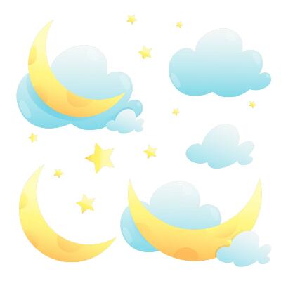Wall sticker 80x128 Night sky with subtle moon and stars