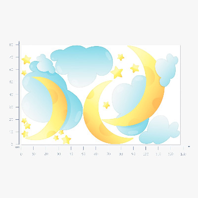 Wall sticker 80x128 Night sky with subtle moon and stars