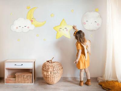 Wall sticker 80x145 Night clouds with stars in pastels