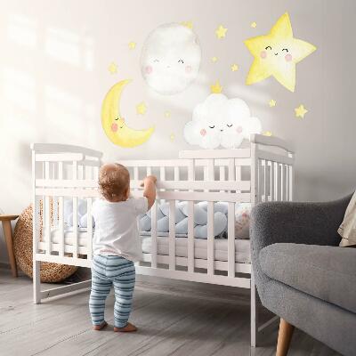 Wall sticker 80x145 Night clouds with stars in pastels