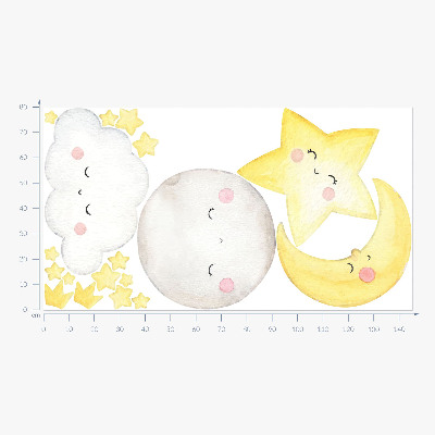 Wall sticker 80x145 Night clouds with stars in pastels