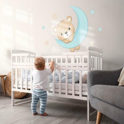 Wall sticker 80x88 A cute teddy bear against the background of the moon and stars