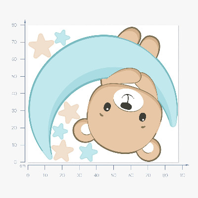 Wall sticker 80x88 A cute teddy bear against the background of the moon and stars