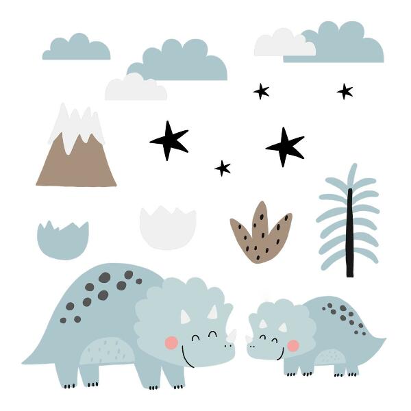 Wall sticker 80x135 Dinosaurs in pastel vegetation