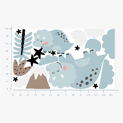 Wall sticker 80x135 Dinosaurs in pastel vegetation