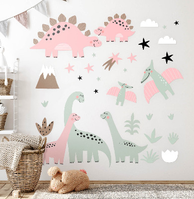 Wall sticker 80x128 Dinosaurs in a pastel jungle