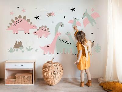 Wall sticker 80x128 Dinosaurs in a pastel jungle