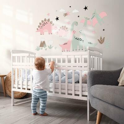 Wall sticker 80x128 Dinosaurs in a pastel jungle