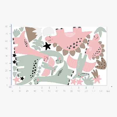 Wall sticker 80x128 Dinosaurs in a pastel jungle