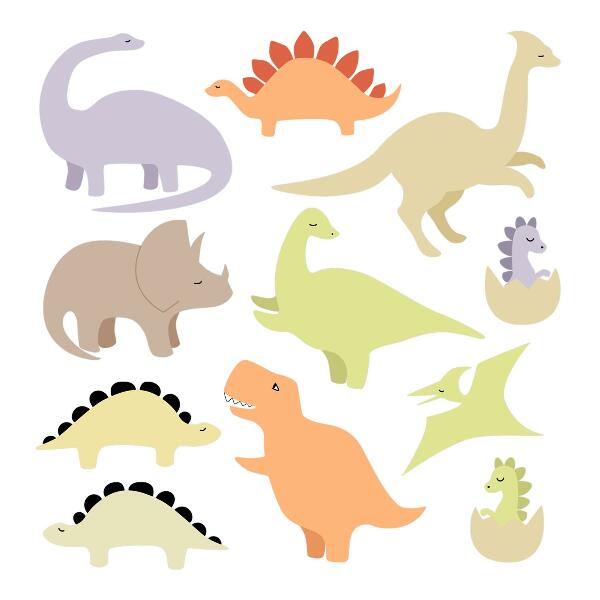 Wall sticker 80x113 Adorable pastel dinosaurs