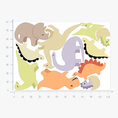 Wall sticker 80x113 Adorable pastel dinosaurs