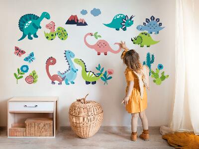Wall sticker 80x144 Cheerful dinosaurs in a pastel palette