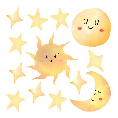 Wall sticker 80x119 Watercolor sky with stars and pastels