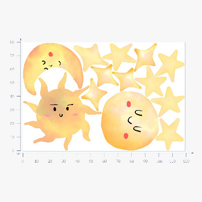 Wall sticker 80x119 Watercolor sky with stars and pastels