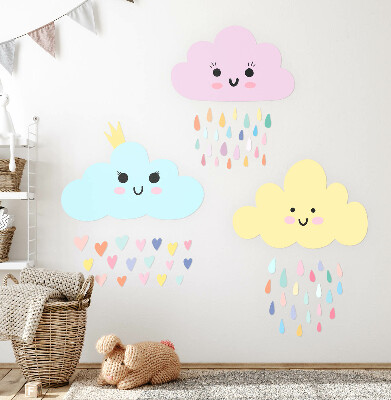 Wall sticker 80x103 Cheerful clouds with rain in pastel shades
