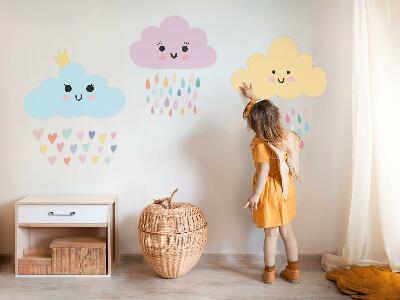 Wall sticker 80x103 Cheerful clouds with rain in pastel shades