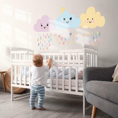 Wall sticker 80x103 Cheerful clouds with rain in pastel shades