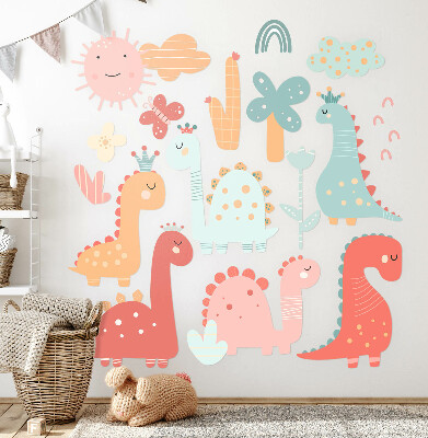 Wall sticker 80x122 Pastel world of dinosaurs in boho style