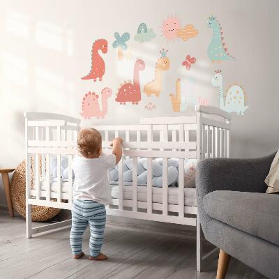 Wall sticker 80x122 Pastel world of dinosaurs in boho style