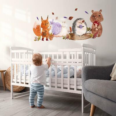 Wall sticker 80x128 Forest creatures in autumn watercolor shades