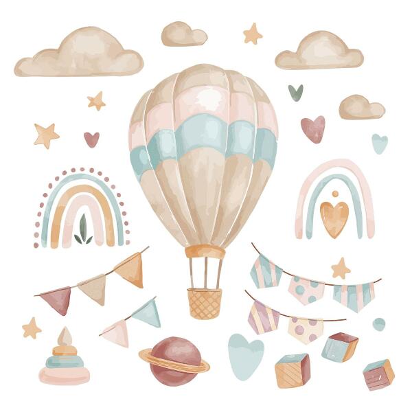 Wall sticker 80x113 Boho watercolor pastel patterns
