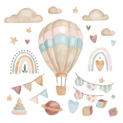 Wall sticker 80x113 Boho watercolor pastel patterns