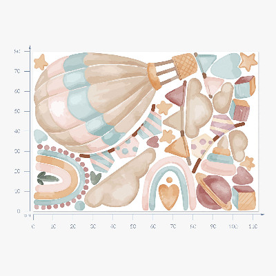 Wall sticker 80x113 Boho watercolor pastel patterns