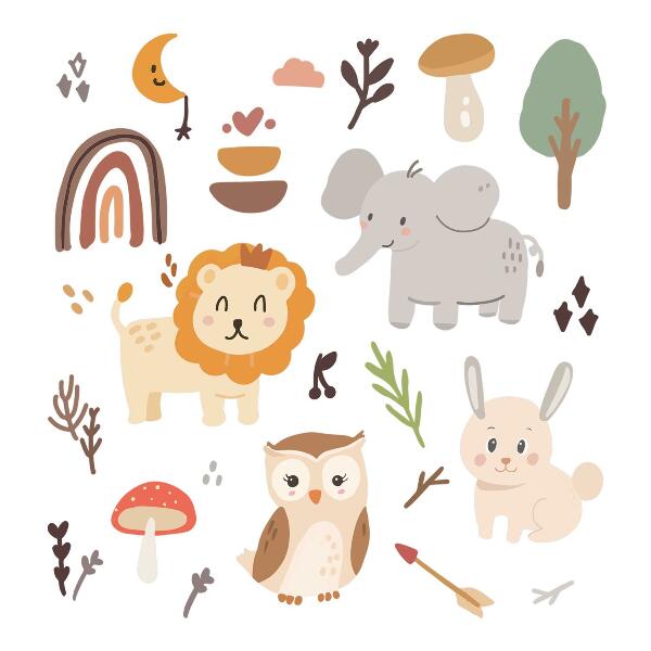 Wall sticker 80x146 Charming animal pattern in boho style